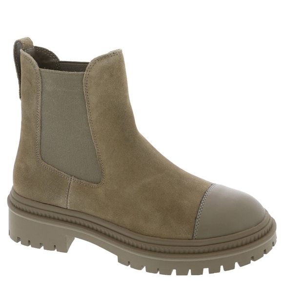 Steve Madden Mayslie Taupe Suede Slip On Booties Chelsea Sz 5 NWT Retail $100 - Picture 2 of 8